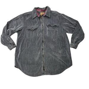 Vtg St John’s Bay Women’s Corduroy Shirt Jacket Zip Up Collared Size 1X Gray